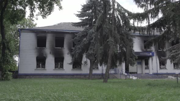 Burned Down Police Station in Borodyanka Ukraine