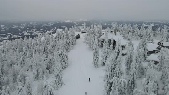 Aerial View of Free Ride Ski Slope