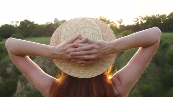 Rear View Of Girl In The Straw Hat 4