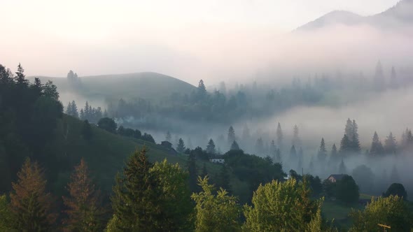 Foggy Landscape in Mountains