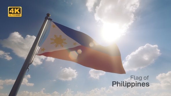 Philippines Flag on a Flagpole V2 - 4K