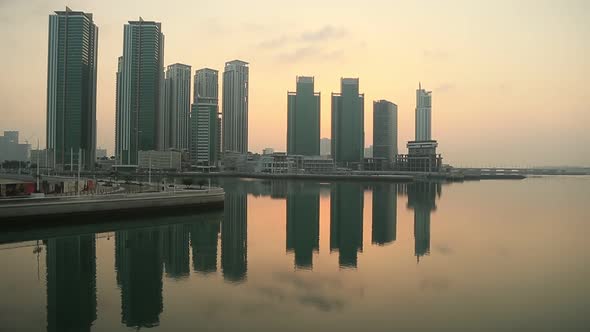 Sunrise at Al Reem Island in Abu Dhabi Cityscape