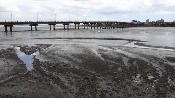 low tide mangrove area at Sao Luis coast, Maranhao, Brazil. pan right