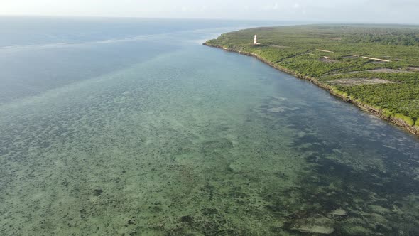 Aerial View of the Ocean Near the Coast of Zanzibar Tanzania