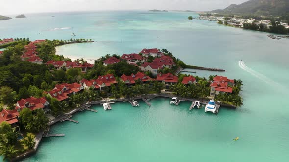 Flying over yachts in the seychelles