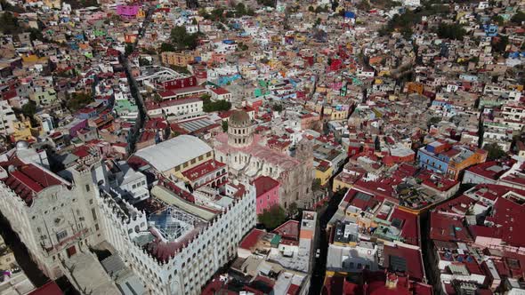 Basilica de Guanajuato, Mexico, Drone Shot 4K