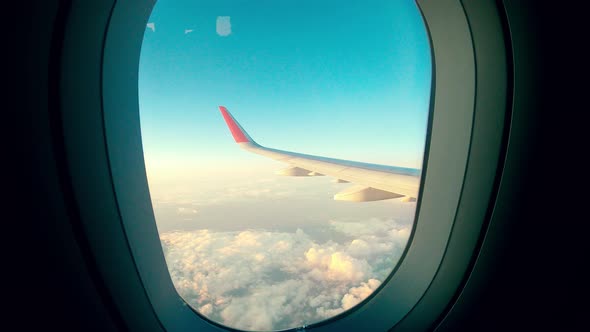 Filming of the Sky Held From the Aircraft in Fast Motion