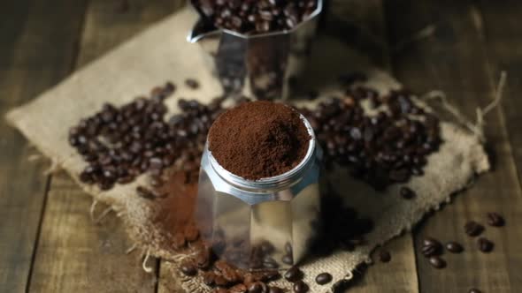 Ground Coffee In Mokapot