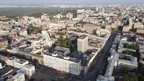 Cityscape of Kyiv, Ukraine. Aerial View, Slow Motion