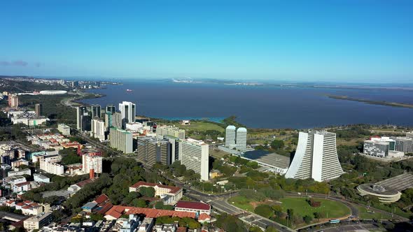 Porto Alegre, Brazil. Brazilian city skyline landmark. Buildings at downtown city.