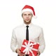 Businessman Giving Present To Camera Over Isolated White Background. - VideoHive Item for Sale