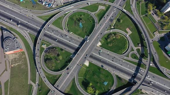 Freeway Intersection Traffic Trails in Moscow