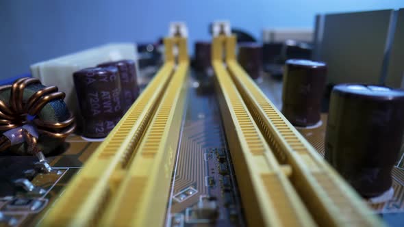 Macro Dolly Shot of a Computer Circuit Board