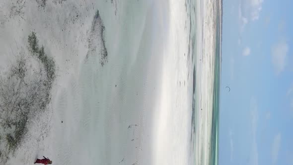 Zanzibar Tanzania  Vertical Video of the Ocean Near the Coast Slow Motion