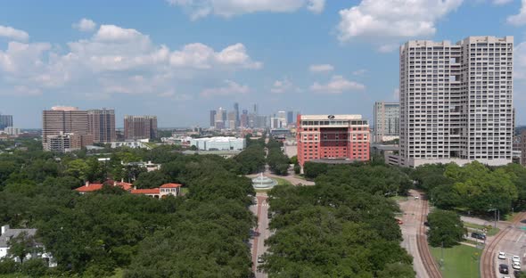 Aerial view of Hermann Park Museum district in Houston, Texas