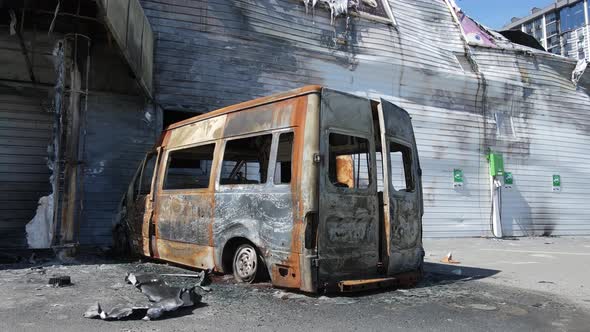 War in Ukraine  Destroyed Building of a Shopping Center in Bucha