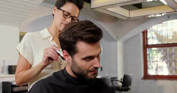 Man getting his hair trimmed