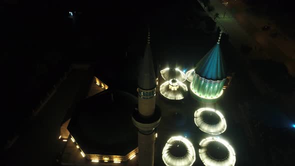 Konya Mevlana Mosque Complex Night Aerial View 10