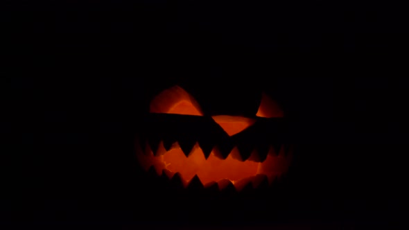 Carved Halloween Pumpkin Glowing in Dark Jack Lantern Face Scary Flying Decor