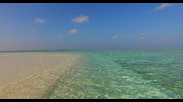 Aerial top view panorama of tropical resort beach holiday by blue green ocean and white sandy backgr