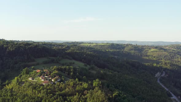 Drone Video of the Mountain with the Tops of Forests Beautiful Landscape