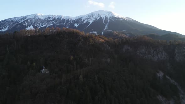 Flying over the countryside on an early spring morning