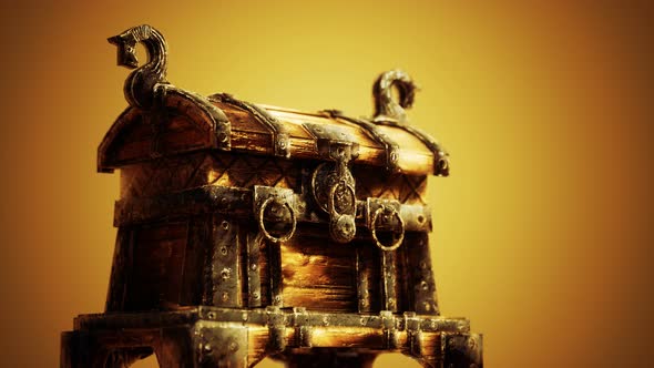 Closed Wooden Treasure Chest with Metal Clasp alt