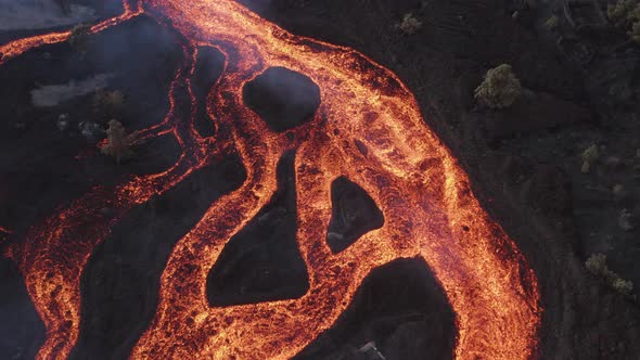 Aerial view of Volcan Cumbre Vieja, La Palma, Canary Islands, Spain.