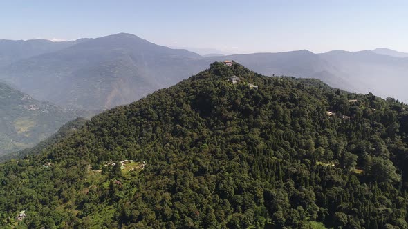 Pelling in India in Sikkim from the sky