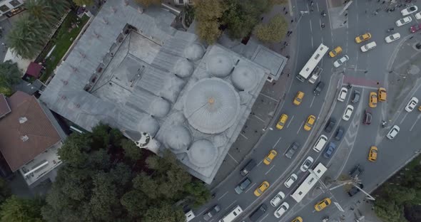 Istanbul Besiktas Sinan Pasa Mosque Aerial Top View