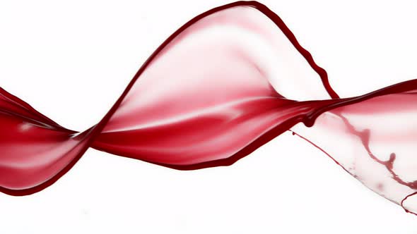 Super Slow Motion Shot of Red Wine Spiral Splash Isolated on White Background at 1000Fps.