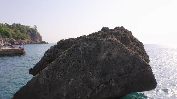 Huge Stone Boulder on the Seaside