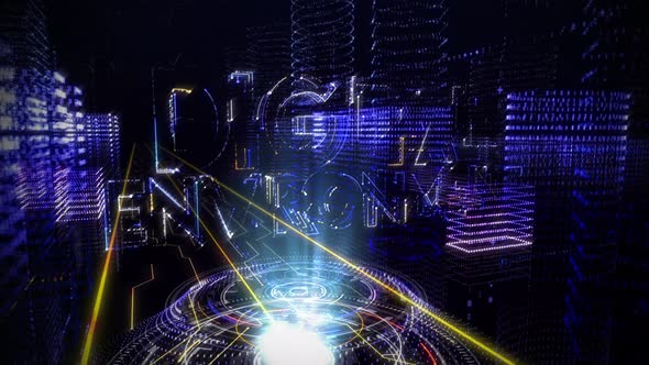 Hologram of the words Digital Environment was created in the online server world alt