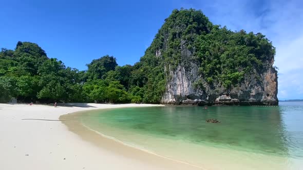 Walking on a White Sand Paradise Beach in Koh Hong Krabi Province Thailand