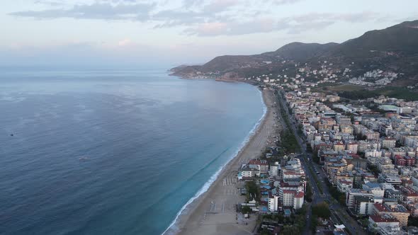 Aerial View Alanya Turkey  Resort Town Seashore