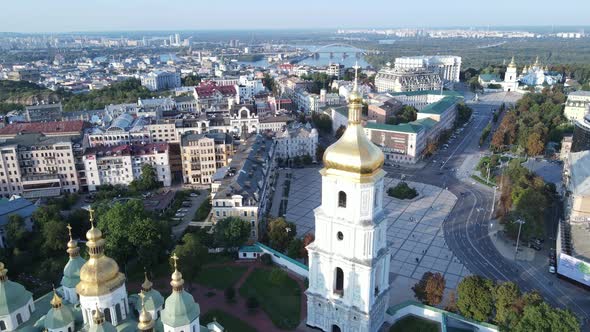 Kyiv Cityscape, Ukraine. Aerial View, Kiev. Slow Motion