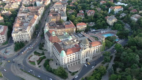 Aerial view of Gellert Thermal Baths and Swimming Pool in Budapest, Hungary