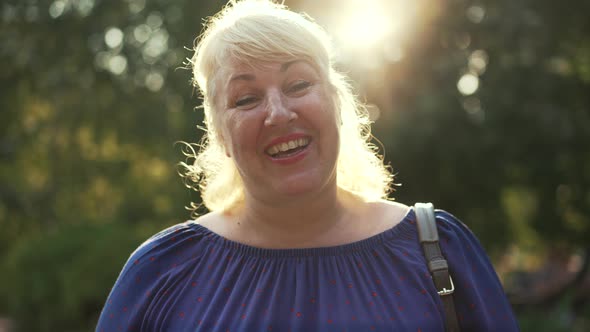 Laughing Fat Woman on Nature