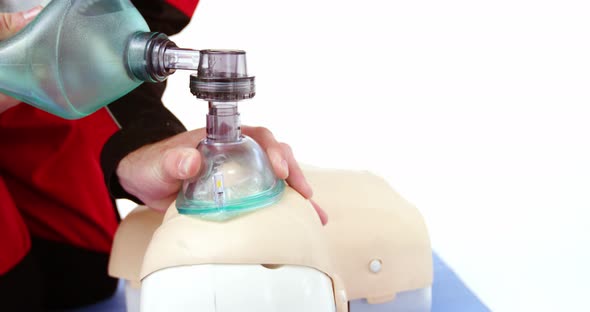 Male paramedic during cardiopulmonary resuscitation training