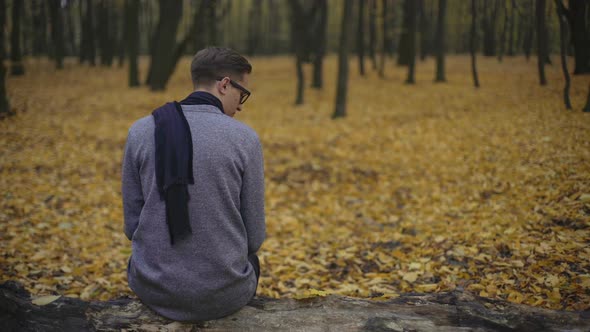 Lonely Man Missing His Girlfriend Remembering Their Romantic Dates in Park