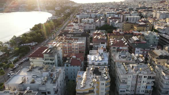 Aerial View Alanya Turkey  Resort Town Seashore