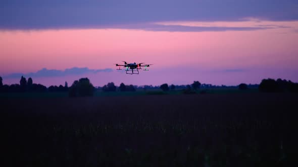 Silhouette Of A Drone At Night