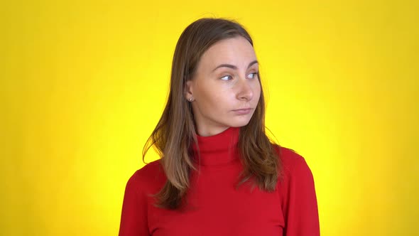 Young Woman Posing Isolated on Yellow Background Studio