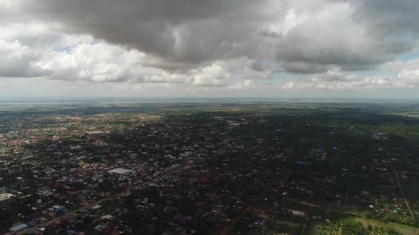 Siem Reap city in Cambodia from the sky