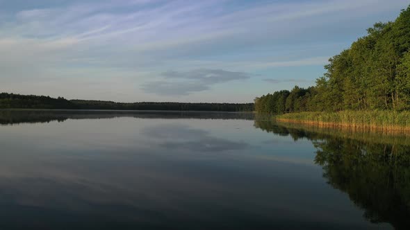 Top View of Bolta Lake in the Forest in the Braslav Lakes National Park at Dawn the Most Beautiful