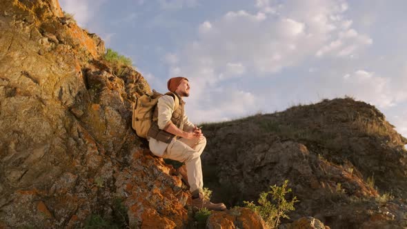 Male Tourist Admiring Sunset