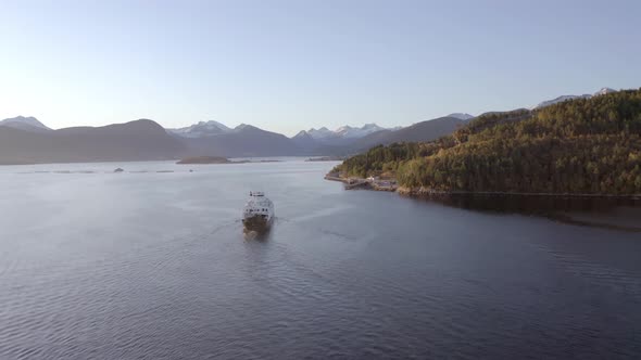 Shuttle Ferry Service in Norway Transporting Passengers and Vehicles