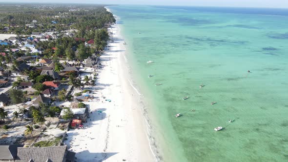 Boats in the Ocean Near the Coast of Zanzibar Tanzania