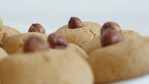 Close-up of tasty home made cookies  on pile  4K 2160p 30fps UltraHD tilting footage - Biscuit snack
