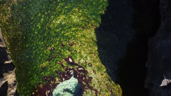 Top Down View on Natural Pool Between Rocks